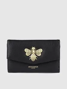 Accessorize Women Black Solid Three Fold Wallet