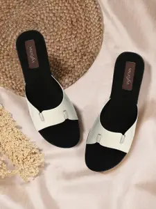 VALIOSAA Women Off-White Textured Comfort Heels