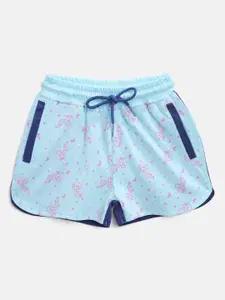 toothless Girls Blue & Pink Dora Print Regular Fit Shorts