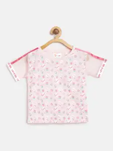 toothless Girls Pink & Blue Dora Printed T-Shirt