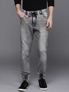WROGN Men Grey Jogger Mid-Rise Clean Look Stretchable Jeans