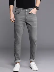 WROGN Men Grey Slim Fit Mid-Rise Clean Look Stretchable Jeans