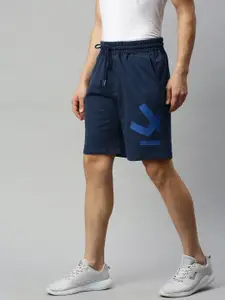 WROGN Men Navy Blue Printed Regular Fit Sports Shorts