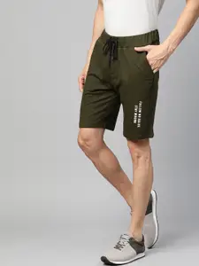 WROGN Men Olive Green Solid Regular Shorts