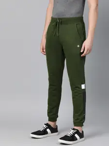 WROGN Men Olive Green Solid Straight Fit Joggers