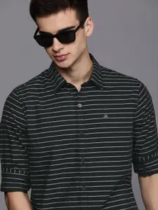 WROGN Men Black & White Slim Fit Striped Casual Shirt