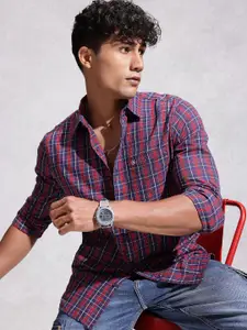 WROGN Slim Fit Checked Pure Cotton Casual Shirt