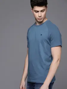WROGN Men Blue Slim Fit Cotton T-shirt