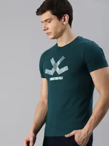 WROGN Men Green and White Printed Round Neck T-shirt