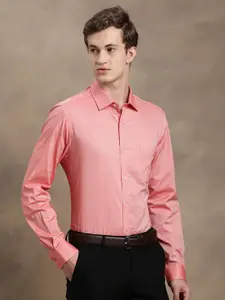 Turtle Men Coral Orange Slim Fit Solid Formal Shirt
