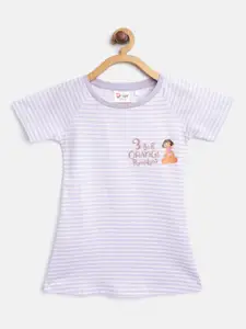 toothless Girls Dora Lavender & White Striped T-Shirt Dress