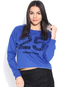 Sera Blue Flock Print Sweatshirt