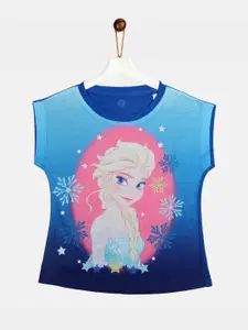 YK Disney Girls Blue Frozen Princess Anna Print T-shirt