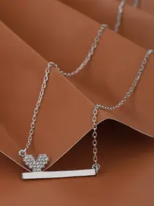 Carlton London Silver-Toned Rhodium-Plated CZ-Studded Necklace