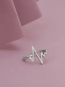 Carlton London Women Silver-Toned Rhodium-Plated Adjustable Finger Ring