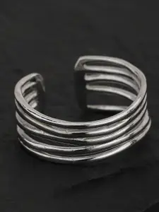 Carlton London Women Silver-Toned Rhodium-Plated Adjustable Finger Ring