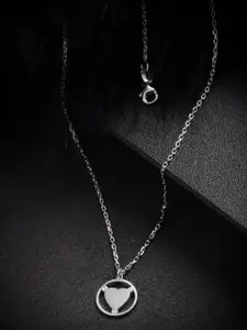 Carlton London Silver-Toned Rhodium-Plated CZ-Studded Necklace