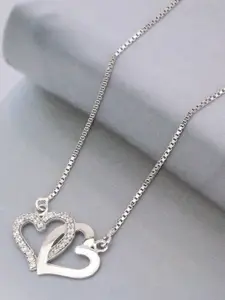 Carlton London Silver-Toned Rhodium-Plated CZ-Studded Necklace