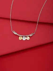 Carlton London Silver-Toned & Gold-Toned Rhodium-Plated Necklace