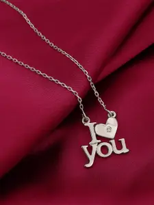 Carlton London Silver-Toned Rhodium-Plated CZ-Studded Necklace