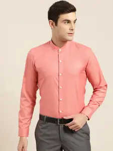 SOJANYA Men Coral Pink Classic Fit Solid Formal Shirt