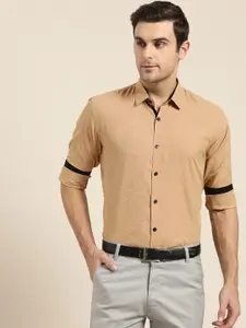 SOJANYA Men Beige Classic Regular Fit Solid Formal Shirt