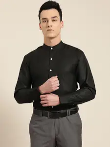 SOJANYA Men Black Classic Regular Fit Solid Formal Shirt