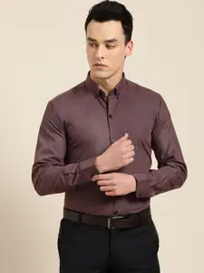 SOJANYA Men Brown Classic Regular Fit Solid Formal Shirt
