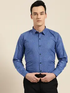 SOJANYA Men Blue & White Regular Fit Printed Formal Shirt