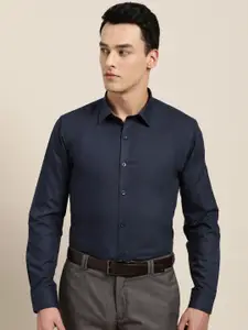 SOJANYA Men Navy Blue Classic Regular Fit Solid Formal Shirt