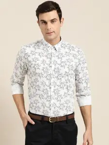 SOJANYA Men White & Black Regular Fit Printed Smart Casual Shirt