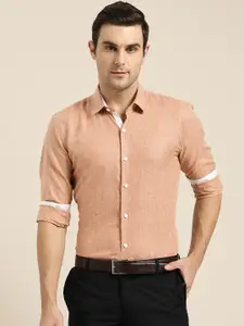 SOJANYA Men Brown Classic Fit Self Design Formal Shirt