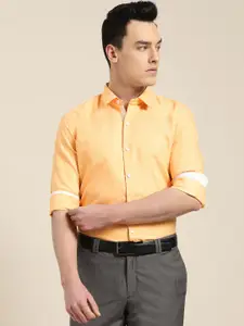 SOJANYA Men Orange Classic Regular Fit Solid Formal Shirt