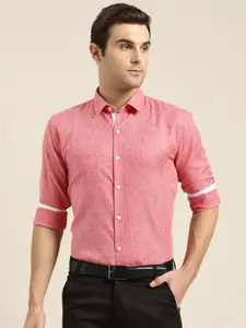 SOJANYA Men Coral Red Classic Regular Fit Solid Formal Shirt