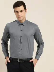SOJANYA Men Charcoal Grey Classic Fit Solid Formal Shirt