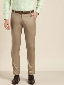 SOJANYA Men Beige Smart Regular Fit Solid Formal Trousers
