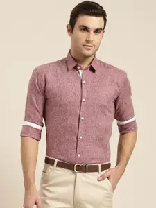 SOJANYA Men Maroon Classic Regular Fit Self Design Formal Shirt