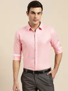 SOJANYA Men Pink Classic Regular Fit Solid Formal Shirt