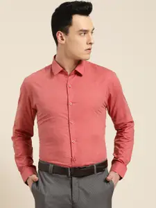 SOJANYA Men Rust Red Classic Regular Fit Solid Formal Shirt