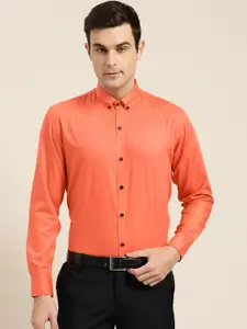 SOJANYA Men Orange Classic Fit Solid Formal Shirt