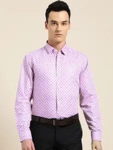 SOJANYA Men Purple & Black Regular Fit Printed Formal Shirt