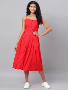 Myshka Women Red Solid A-Line Dress