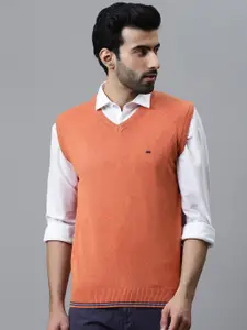 Blackberrys Men Orange Solid Sweater Vest