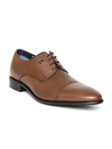 Louis Philippe Men Brown Solid Leather Formal Derbys