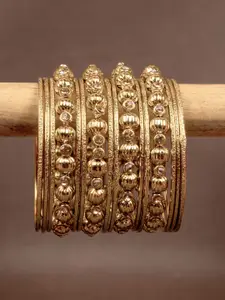 AccessHer Set of 16 Gold-Toned Brass-Plated Antique Bangles