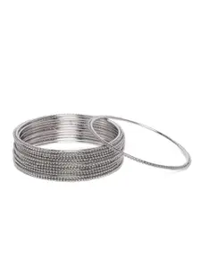 AccessHer Silver-Toned Set of 12 Rhodium-Plated Bangles