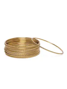 AccessHer Gold-Toned Set of 12 Brass-Plated Antique Bangles