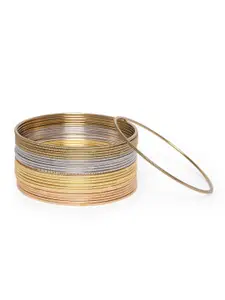 AccessHer Gold-Toned & Silver-Toned Set of 24 Brass-Plated Antique Bangles