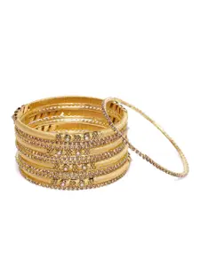 AccessHer Gold-Toned Set of 12 Brass-Plated Handcrafted Bangles