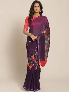 Saree mall Purple & Pink Floral Printed Saree